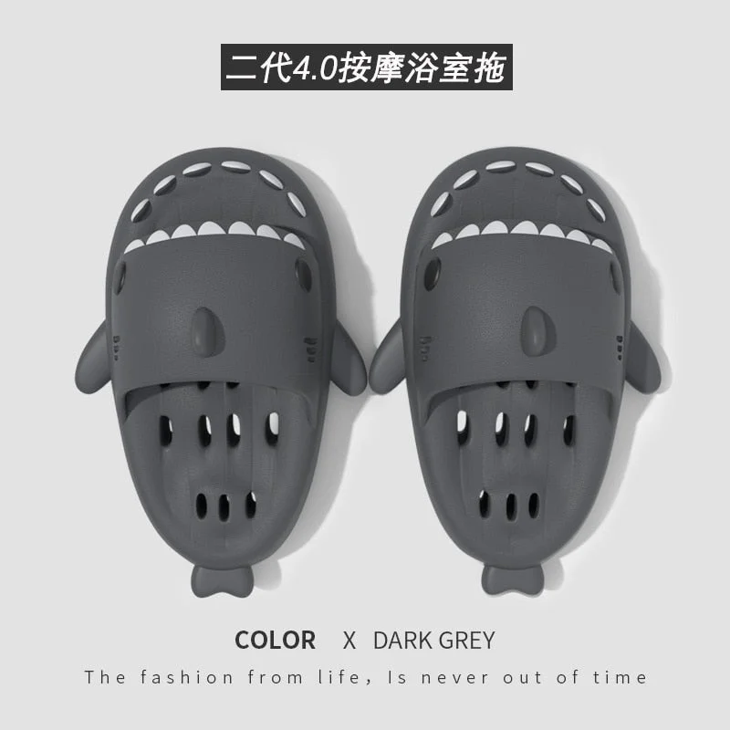 Man Women Cartoon Shark Slipper Bathroom Adult Couples Non Slip Thick Sole Hollow Out Slippers Indoor Home Funny Slides Sandals