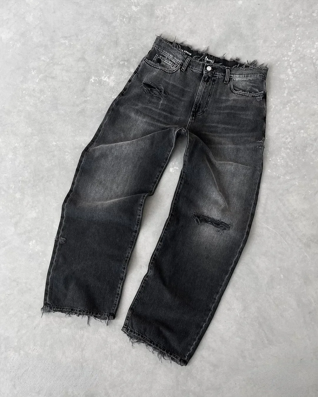 Groksage fall outfits korean Gothic Ripped Large High Waist Y2K Retro Jeans Women Men Harajuku Hip Hop Fashion  Baggy Jeans Denim Pants Wide Leg Trousers