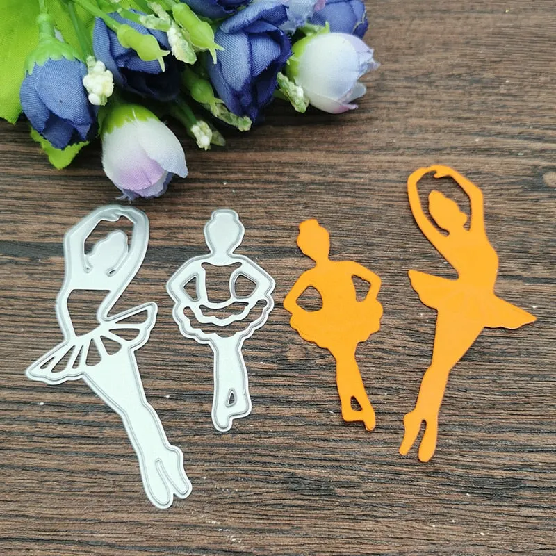 2pcs Dancing Girls Metal Cutting Dies Stencil Scrapbooking Photo Album Card Paper Embossing Craft DIY Dies Cut