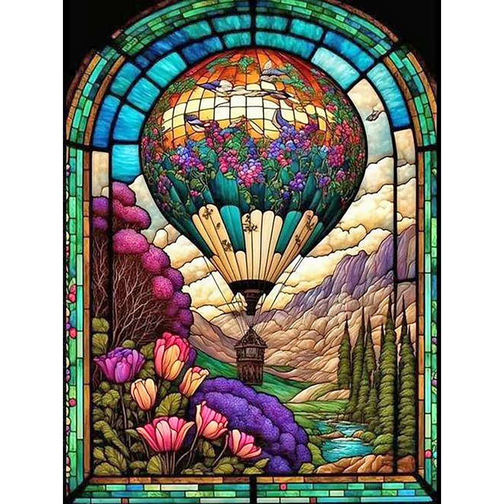 Hot Air Balloon Glass Painting 40*50cm(canvas) full round drill diamond painting