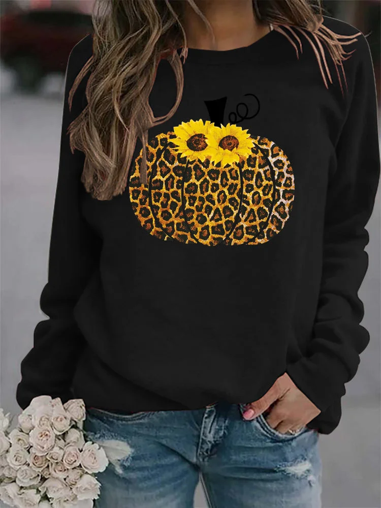 Leopard pumpkin print sweatshirt
