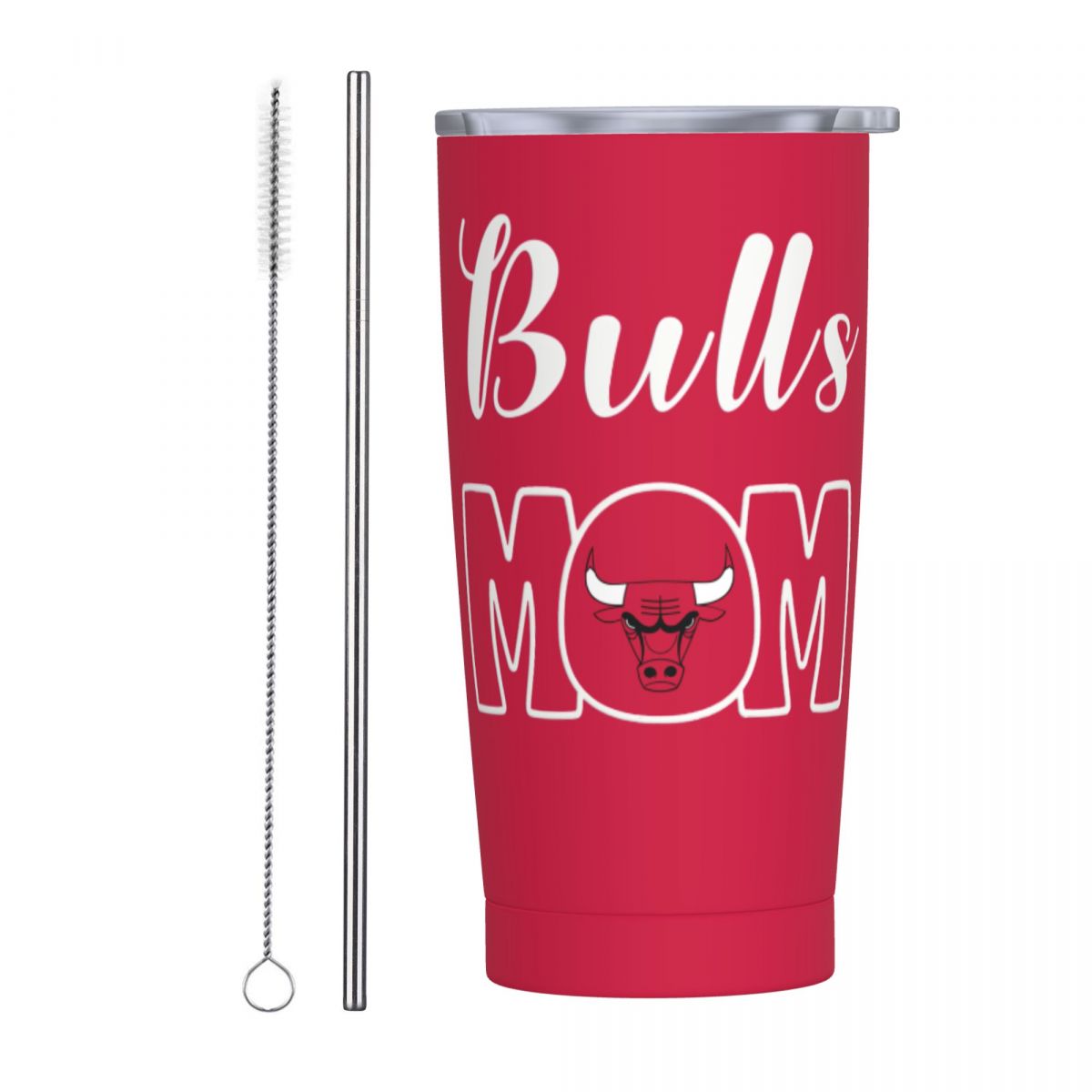 Chicago Bulls Mom Stainless Steel Travel Mug With Lid And Straw