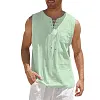 Men's Casual Lace-Up Neck Chest Pocket Sleeveless Vest Tank Top by Inlyline