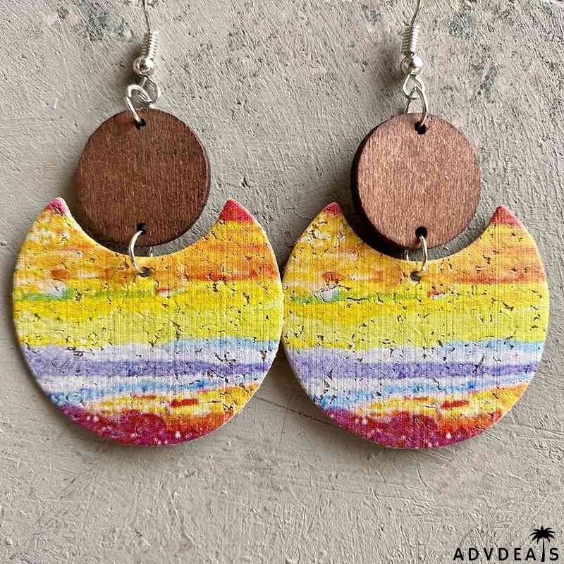 Wood & PU Drop Earrings