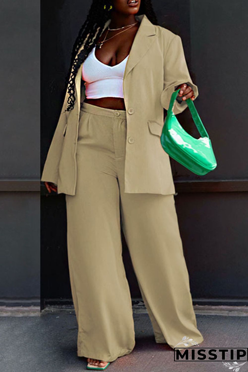 Rose Red Casual Solid Patchwork Buttons Turn-back Collar Long Sleeve Two Pieces