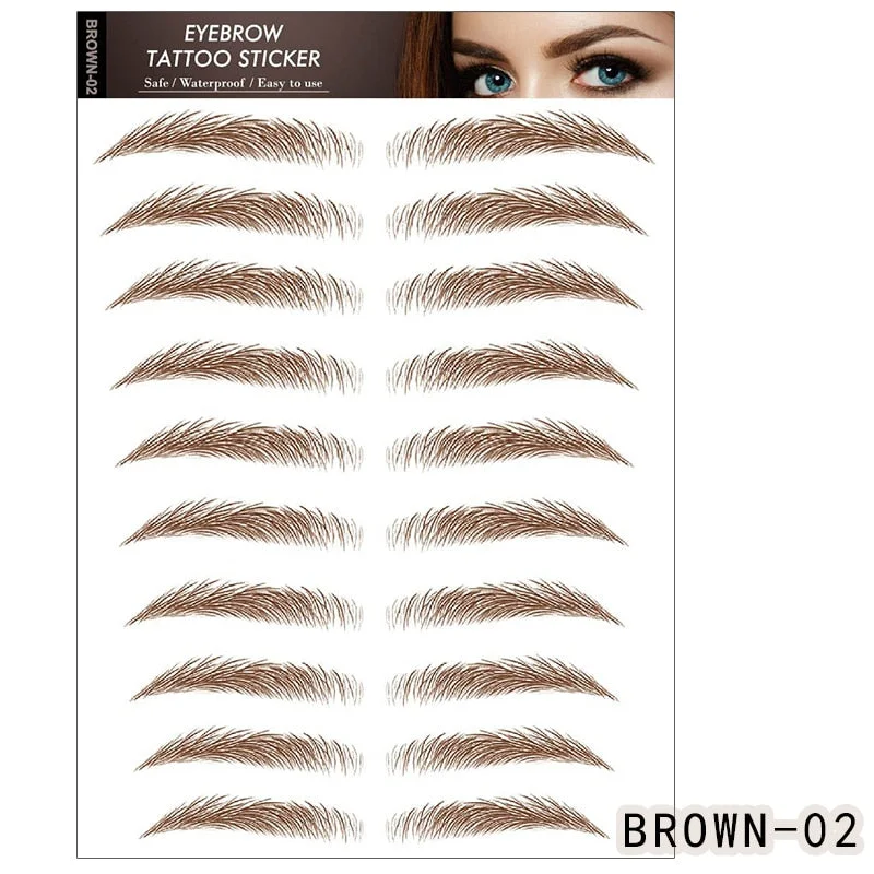 6D Eyebrows Sticker Water Transfer Hair-like Eye Brow Tattoo Stickers Long Lasting False Eyebrow Enhancers Eye Brow Cosmetics Br