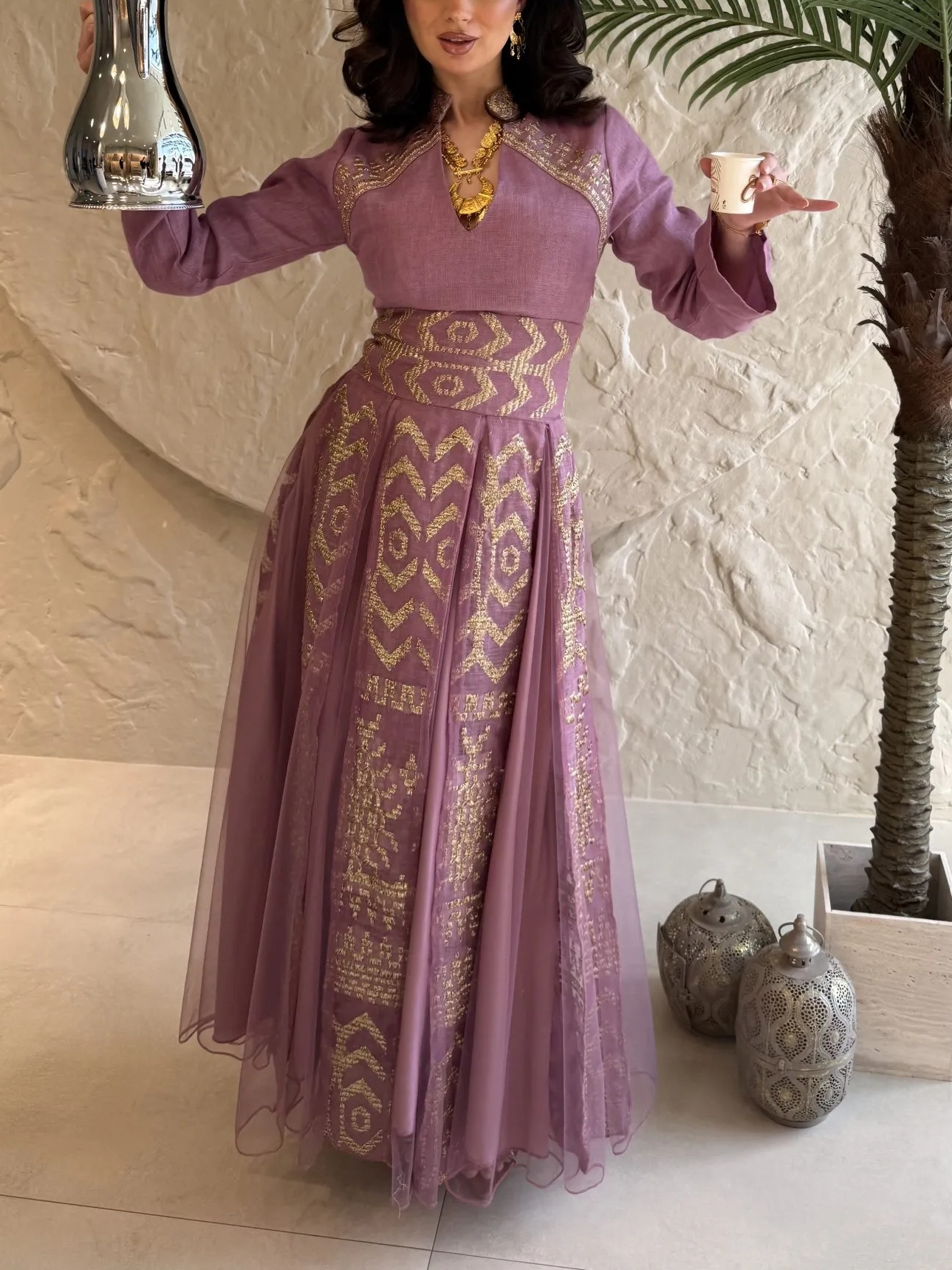 Vintage V-Neck Long Sleeve Top and Skirt Set | Oxredo Shop Ramadan Sale