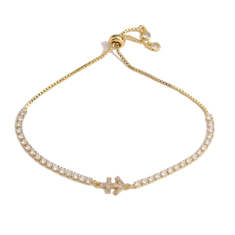 Copper 18K Gold Plated Casual Minimalist Classic Style Plating Inlay Constellation Zircon Drawstring Bracelets