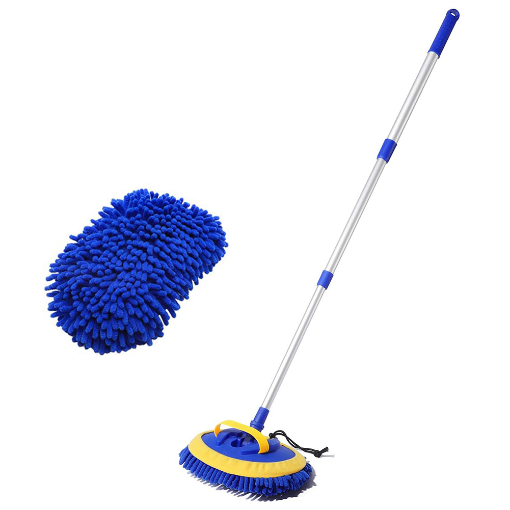 

Car wash mop Auto wipe brush retractable cleaning tool, Blue mop head, 501 Original