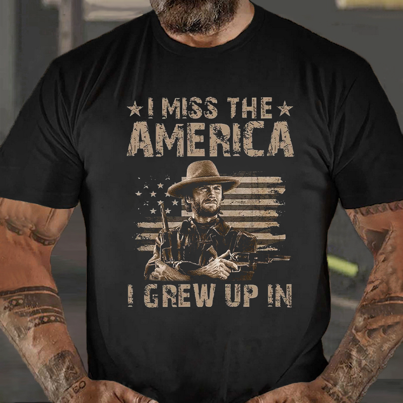 Cotton I Miss The America Casual Loose Text Letters T-Shirt ctolen