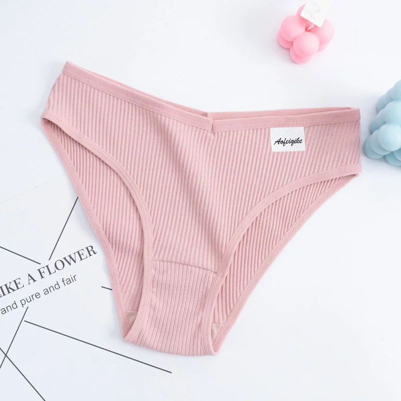 Women's Panties Cotton Underwear Sexy V Waist Lingerie Girl Low-Rise Soft Briefs Panty Underpants Solid Color Female Panties