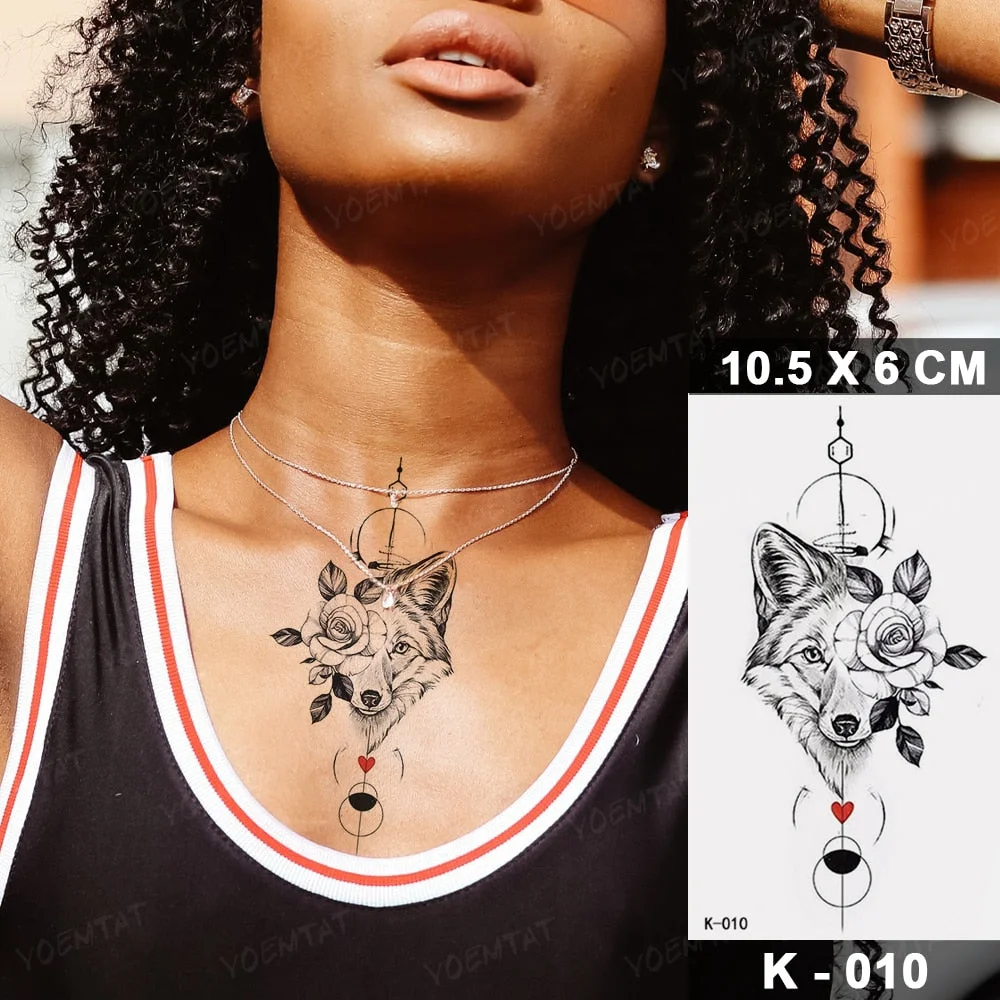 Waterproof Temporary Tattoo Sticker Moth Butterfly Wolf Snake Deer Panda Animal Flash Tatto Women Men Kids Body Art Fake Tattoos