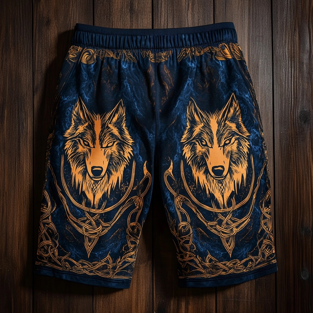 Men's Viking Wolf Nordic Fenrir Totem Vintage Sport Shorts / Rvogue / Rvogue
