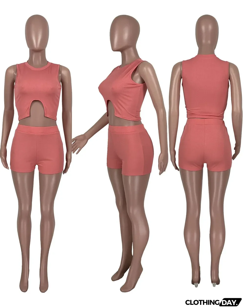 Solid Sleeveless Two Piece Shorts Sets