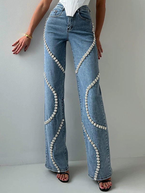 Leisure High Waisted Water-drill Jeans
