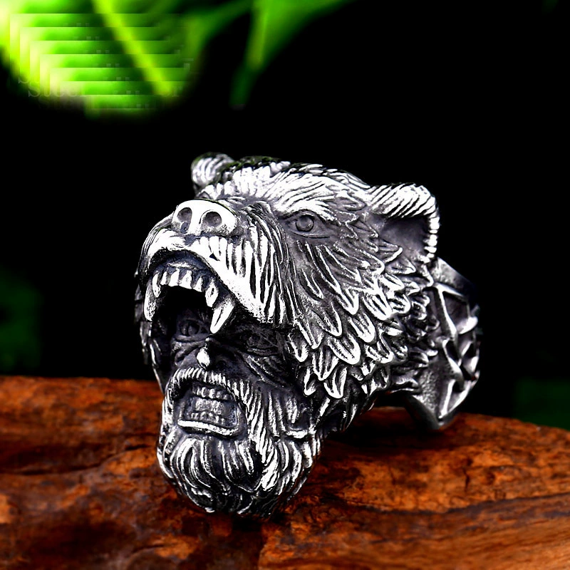 Bear-headed Berserker Ring: Where Viking fury meets steel