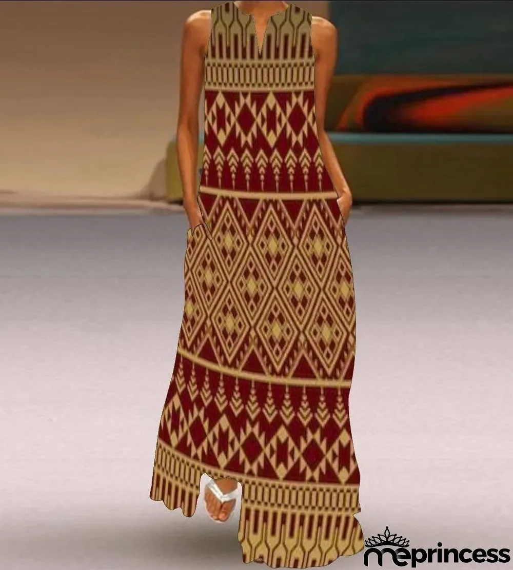 Summer women's sleeveless dress v-neck printed face dress