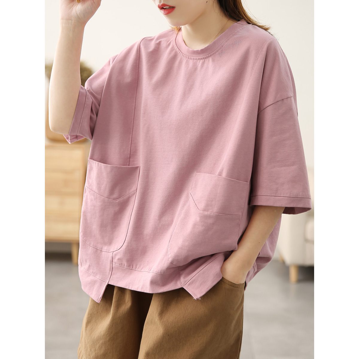 Women's Loose Oversized Irregular Solid Summer Casual T-shirt