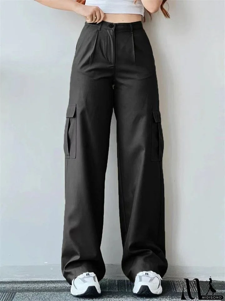 MidiSono - Ladies Temperament Leisure Multi-pocket Trousers