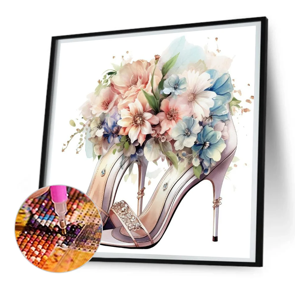 Full Round Diamond Painting 30*30cm - Flower High Heels
