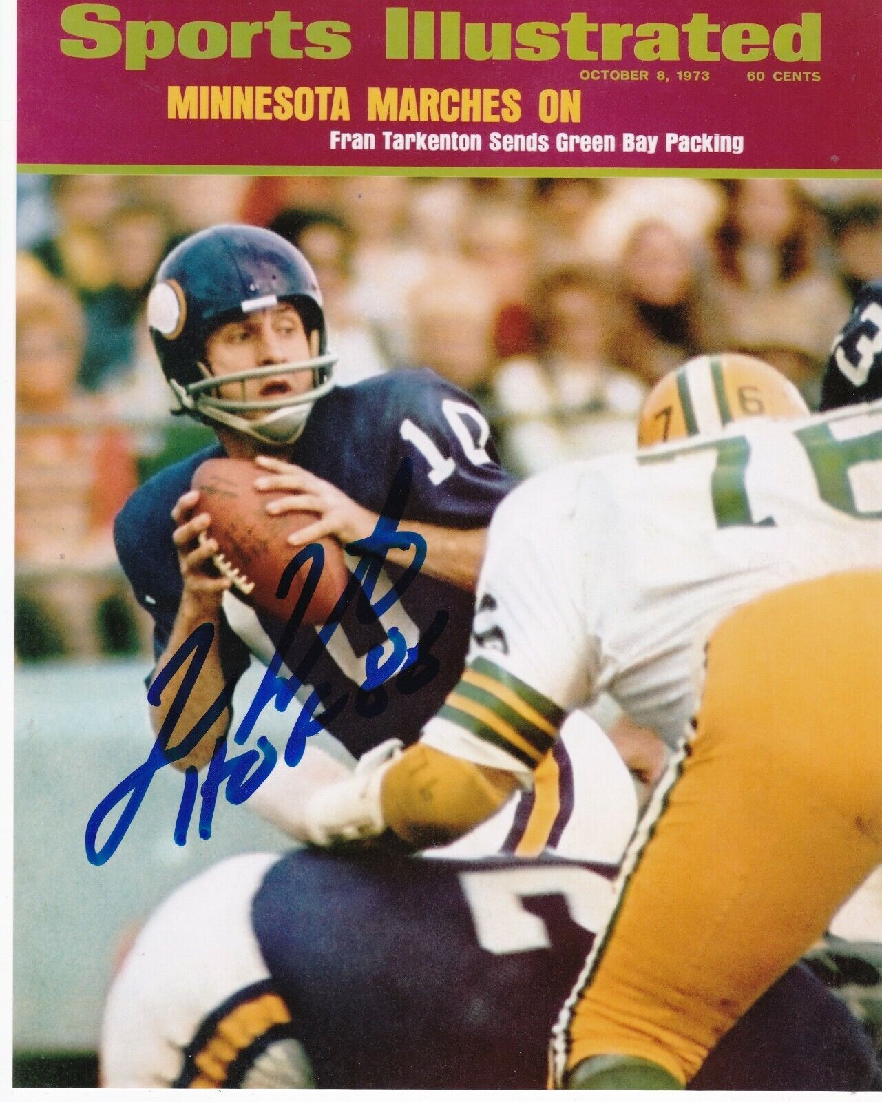 FRAN TARKENTON MINNESOTA VIKINGS HOF 86 SPORTS ILLUSTRATED COVER SIGNED 8x10