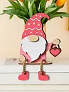 Wooden Valentines Gnome Figurines Decoration with Dangling Legs for Home Office