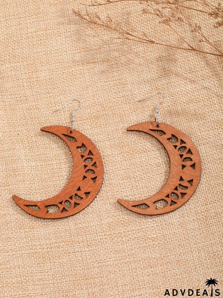 Hollow Out Moon Drop Earrings