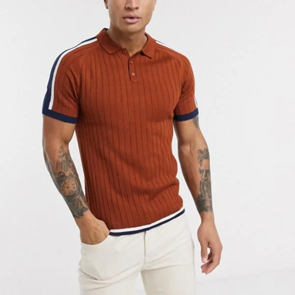 Casual Comfortable Splicing Contrast Color Short-sleeved Polo Shirt