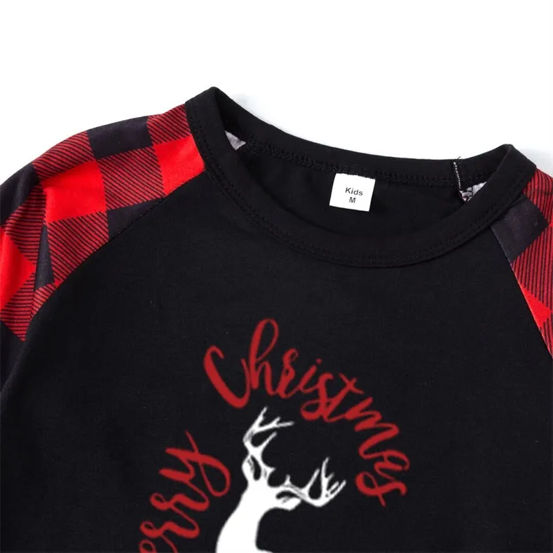 Reindeer Alphabet Check Print Christmas Family Matching Pajamas (with Pet Dog Clothes)