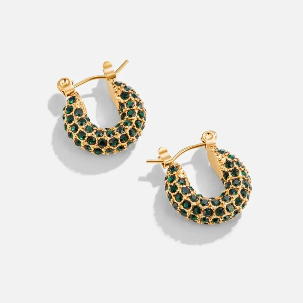 Emerald Crystal Hoop Earrings