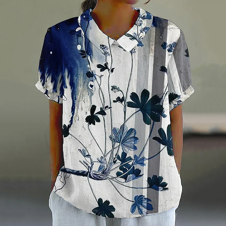 Comstylish Fashionable Floral Print Women'S Shirt