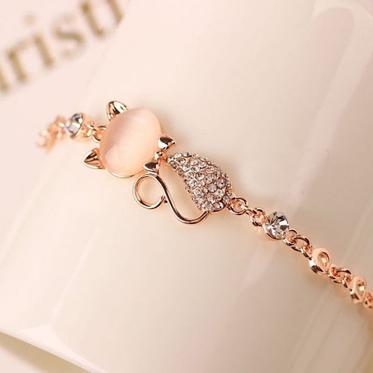 YOY-Rose Gold Alloy Lovely Cat Bracelets for Women
