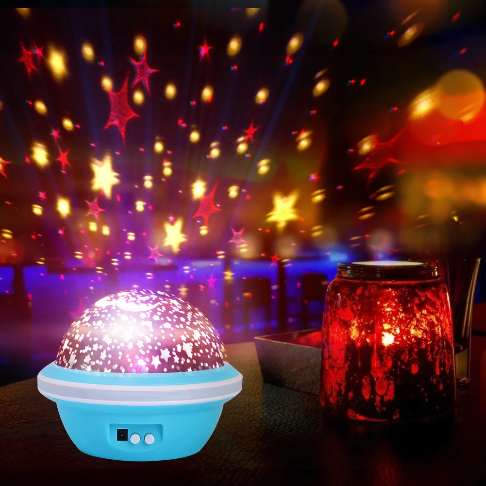 UFO Shaped Starry Sky LED Projector Light USB Kid Night Decor Lamp (Blue)