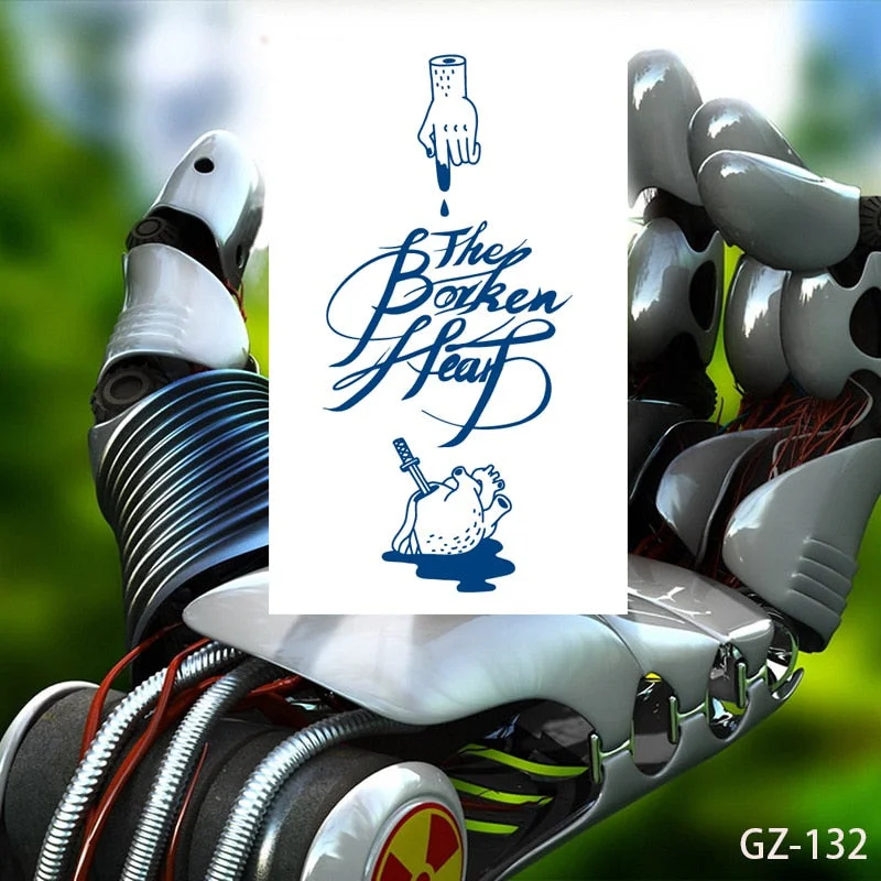 Temporary Waterproof Tattoos Stickers Sad Broken Heart Juice Ink Lasting Boy Girl Arm Chest Neck Shoulder Collarbone Fake Tatoo