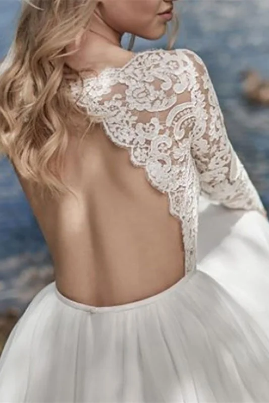 Miabel Lace Long Sleeves Chiffon Wedding Dress
