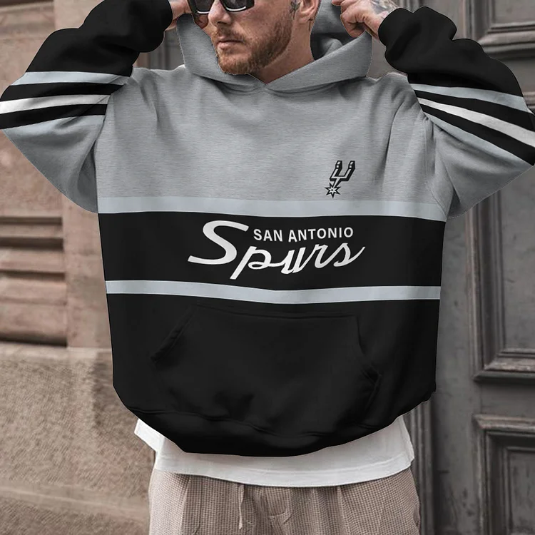 San Antonio Spurs Printed Hooded Pocket Pullover Hoodie