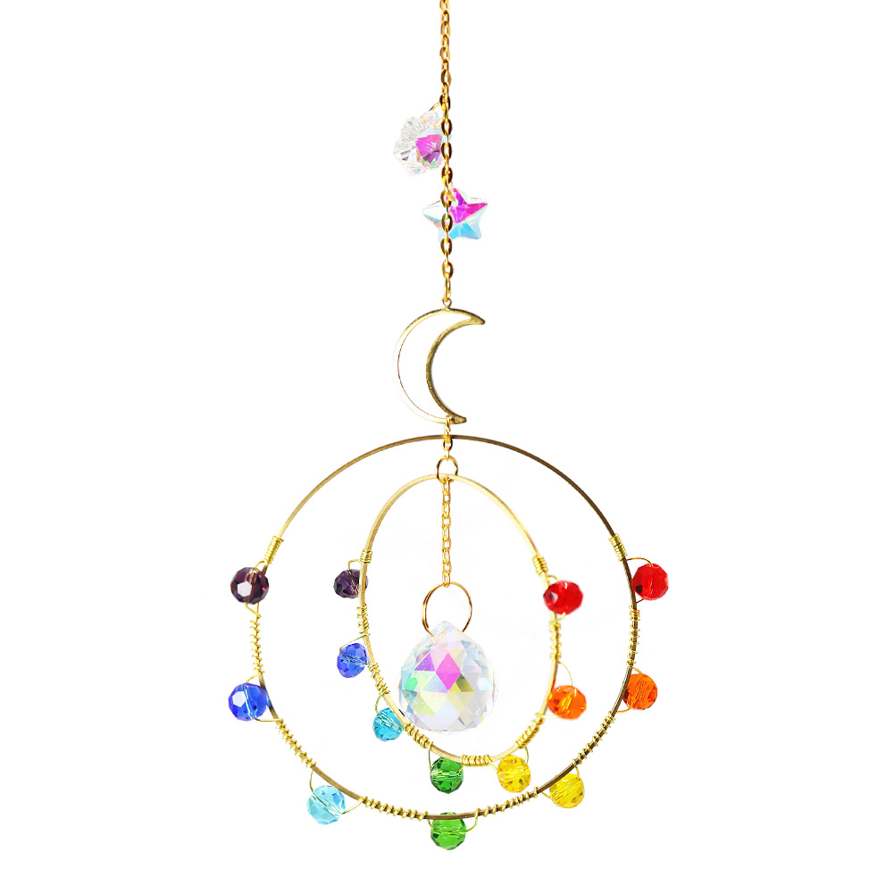 

Metal Rainbow Collection Hanging Star Moon Crystal Prisms Wind Chimes Decor, 501 Original