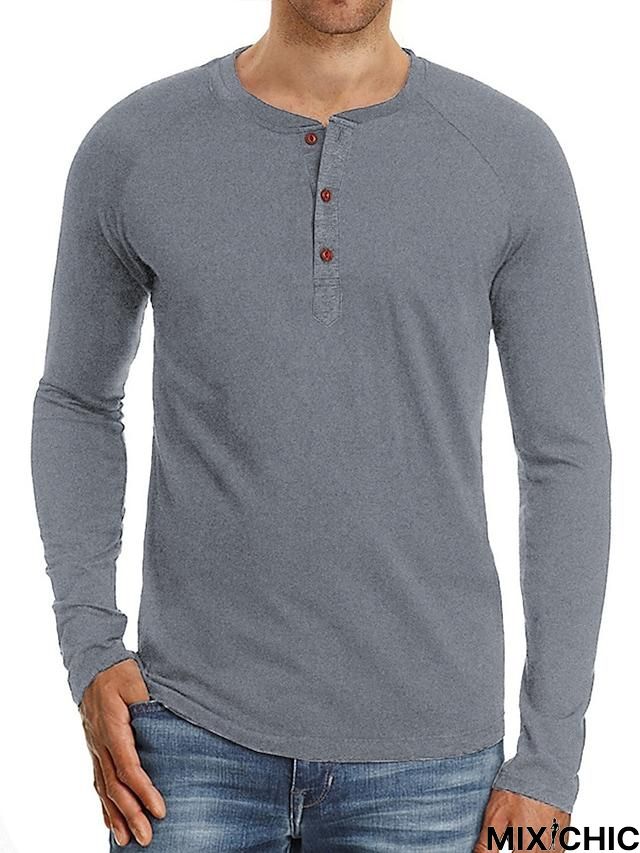 Men's Long Sleeve T-Shirt Solid Color Casual Top Basic Non-Printing Shirt Soft Touch Daily Wear