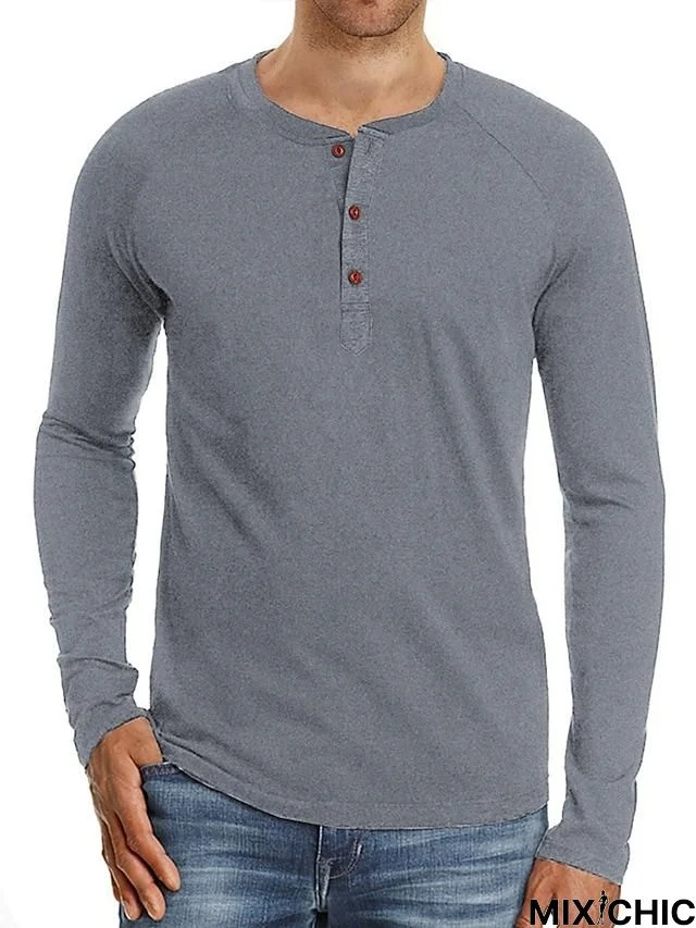 Men's Long Sleeve T-Shirt Solid Color Casual Top Basic Non-Printing Shirt Soft Touch Daily Wear