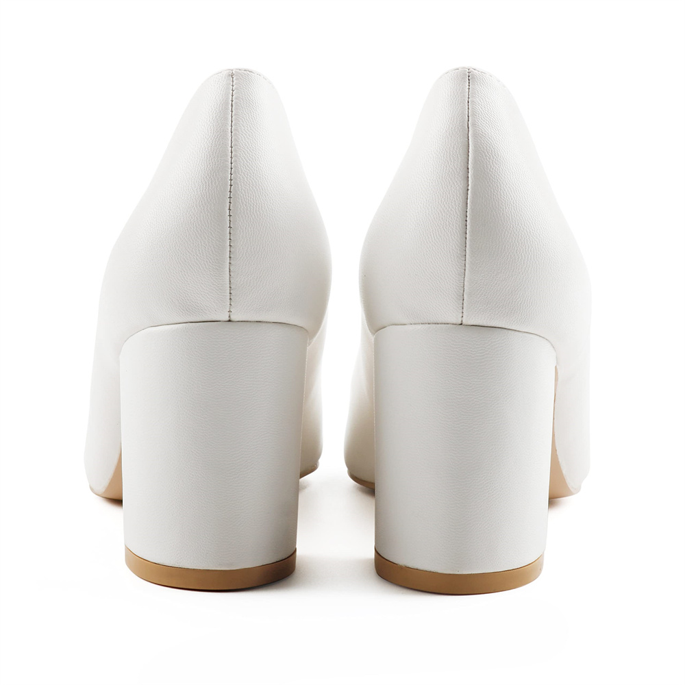 65mm Women Chunky Heels Red Bottom Shoes Comfortable Middle Block Heel Pumps Matte-MERUMOTE