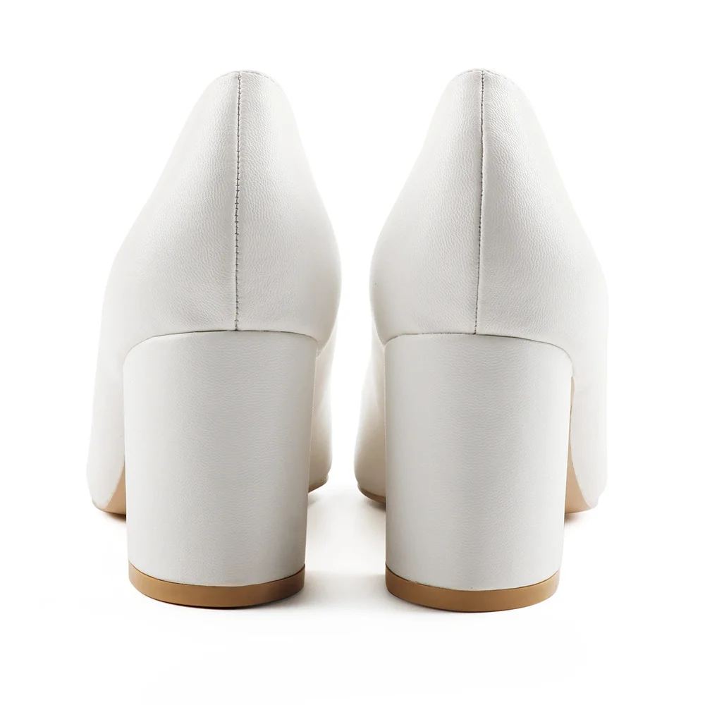 65mm Women Chunky Heels Red Bottom Shoes Comfortable Middle Block Heel Pumps Matte-MERUMOTE