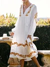 Bohemia Deep V-Neck Embroidered Maxi Dresses