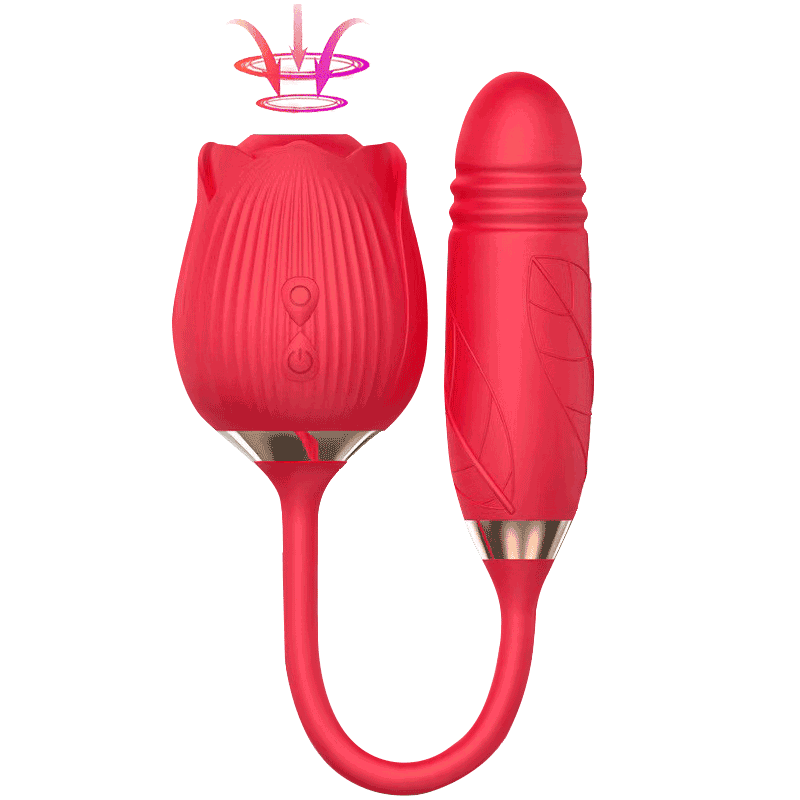 CLASSIC Rose Sex Toy with Thrusting Dildo Vibrator - Rose Toy