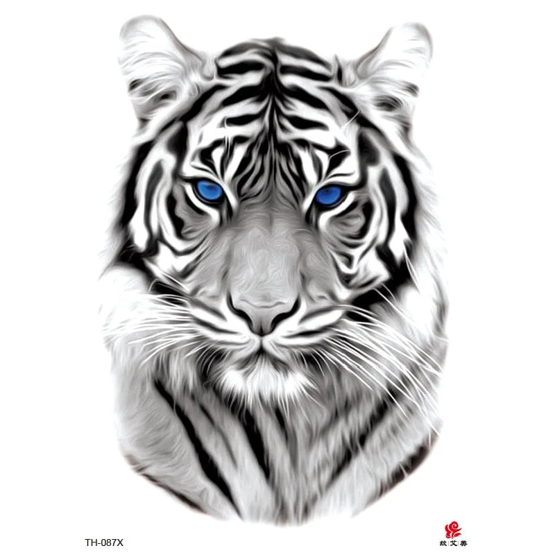 Lion Tiger Cool Temporary Tattoo Sticker Fashion Wolf Waterproof Animal Body Art Arm Tatto Fake Removable Tatoo for Men Women