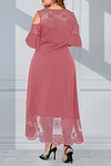 Plus Size Lace Stitching Cold Shoulder Maxi Dresses