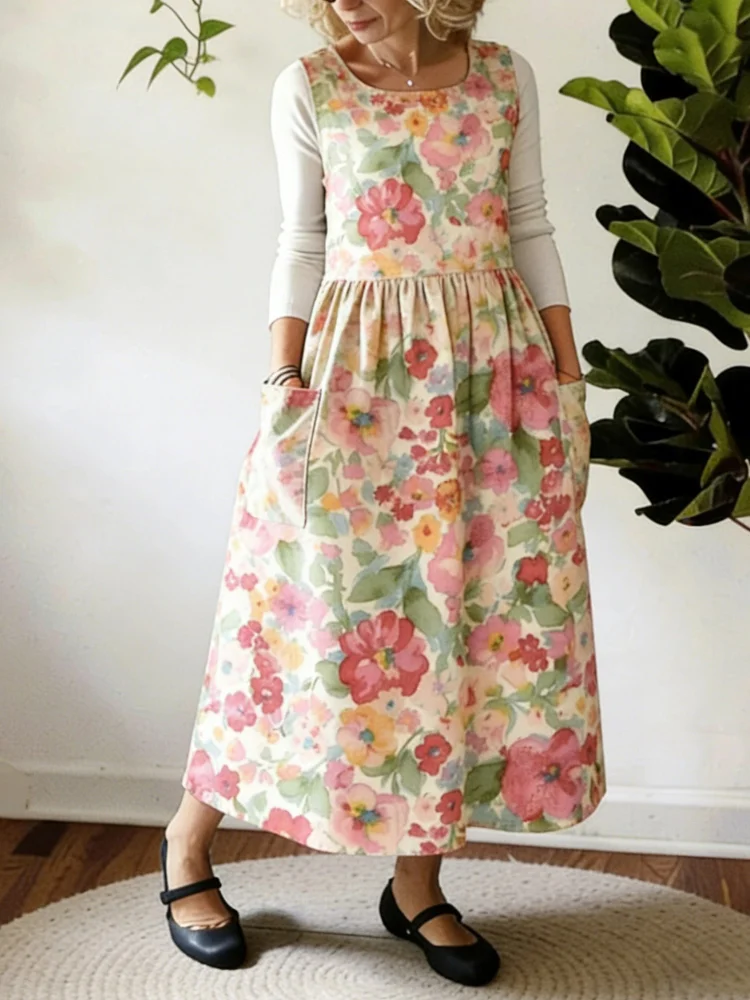 Colorful Flowers Printed Apron