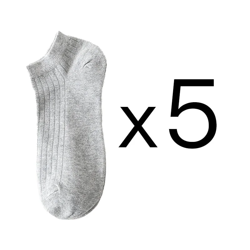 5 Pairs Women Simple Solid Cotton Casual Striped Short Socks for Ladies Breathable Comfortable Soft Trendy Japanese Korea Sox