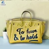Hand Draw Customize Art English graffiti Bags For women Handbags Designer Shoulder Bag Real Cowskin Leather Unique personality