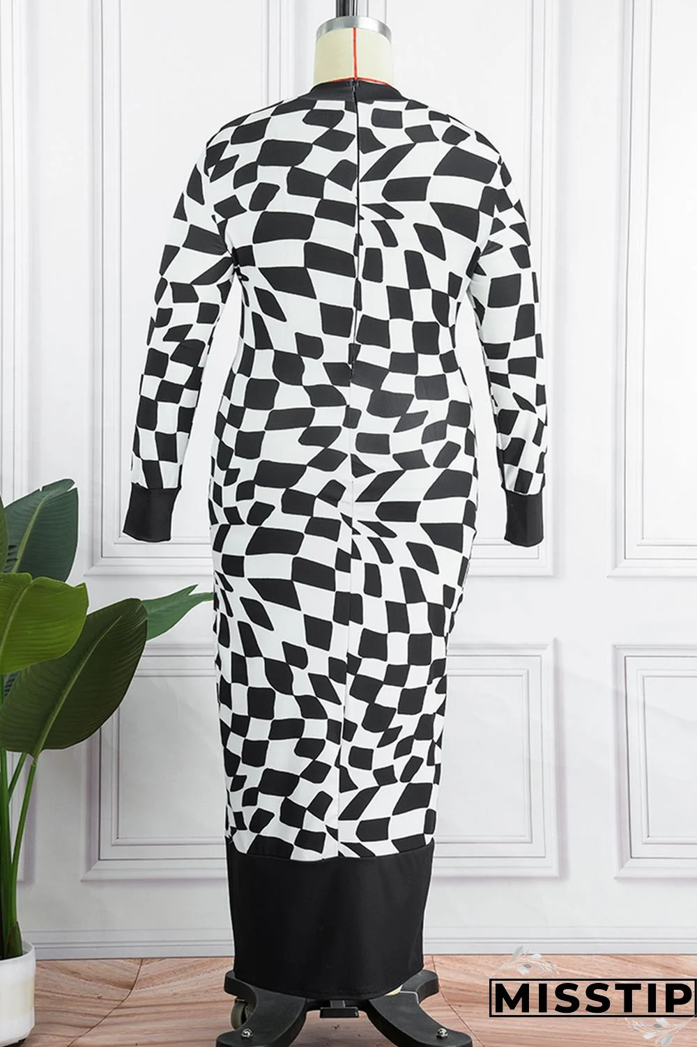 Yellow Casual Plaid Print Patchwork Half A Turtleneck Long Sleeve Plus Size Dresses