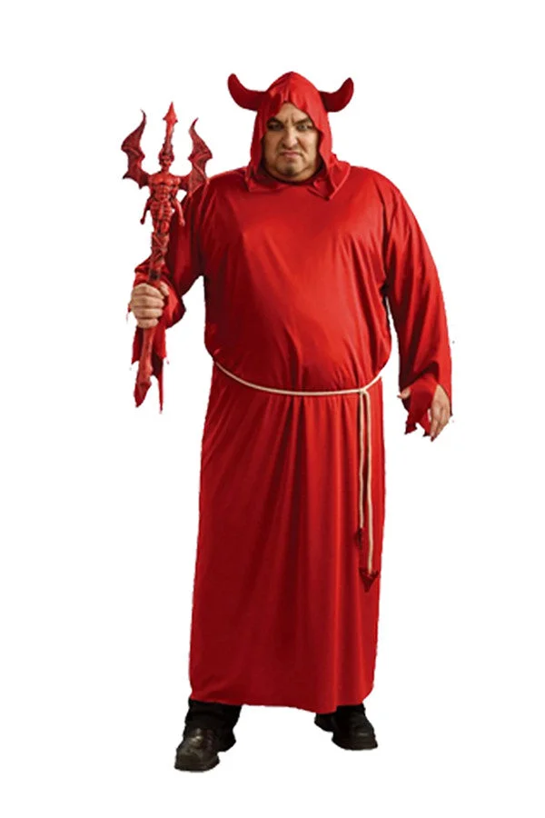 Halloween Party Cosplay Devil Satan Costumes For Men Red-elleschic